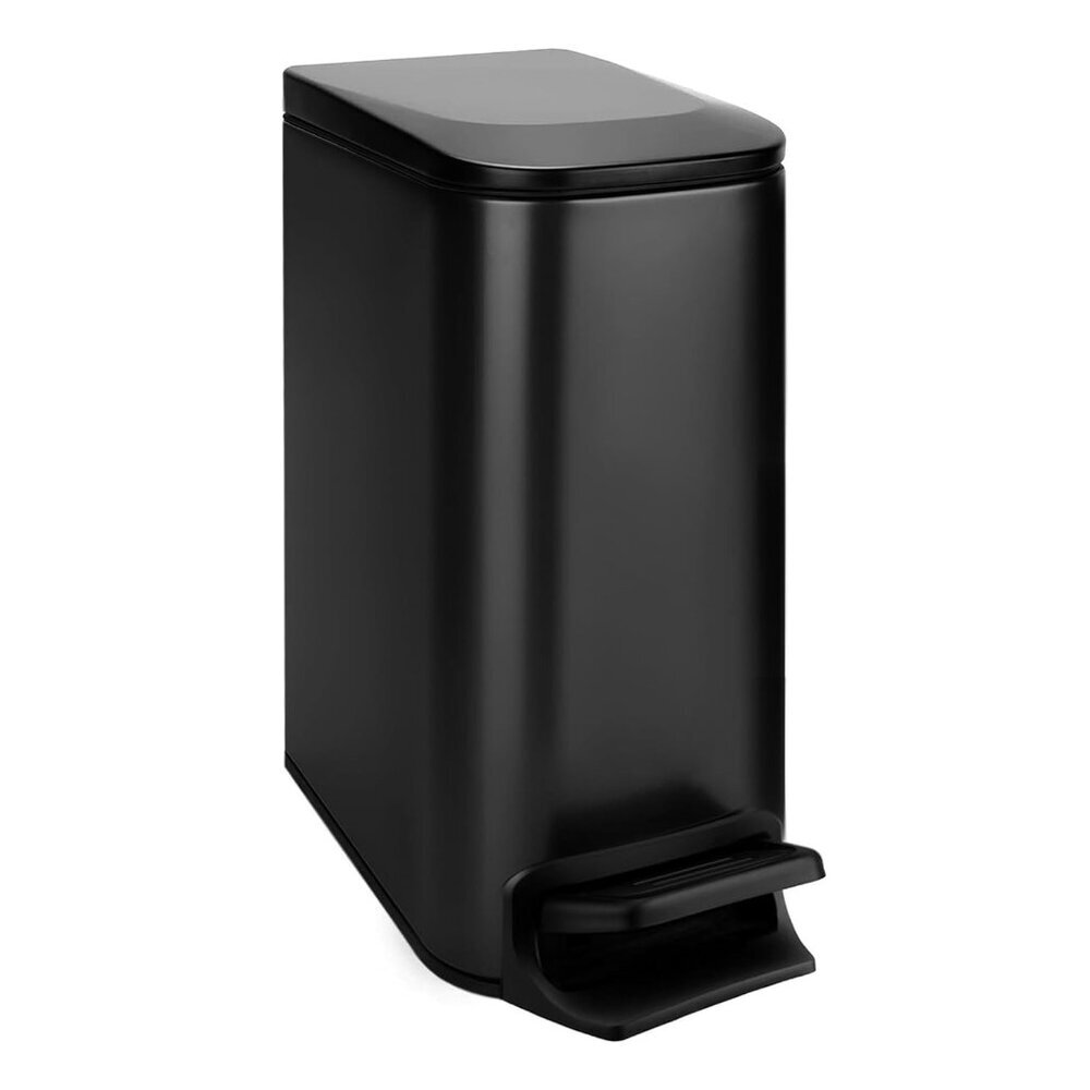 Stylish 1.6 Gallon Step-On Trash Bin with Removable Bucket - Matte Black Finish